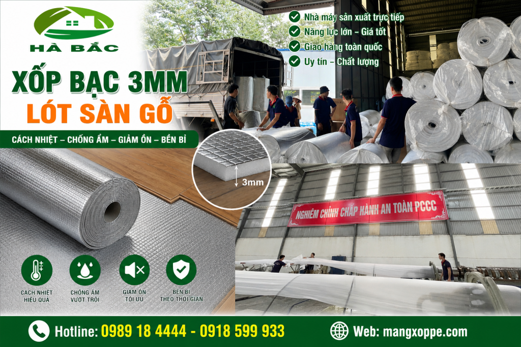 Xốp bạc 3mm lót sàn gỗ