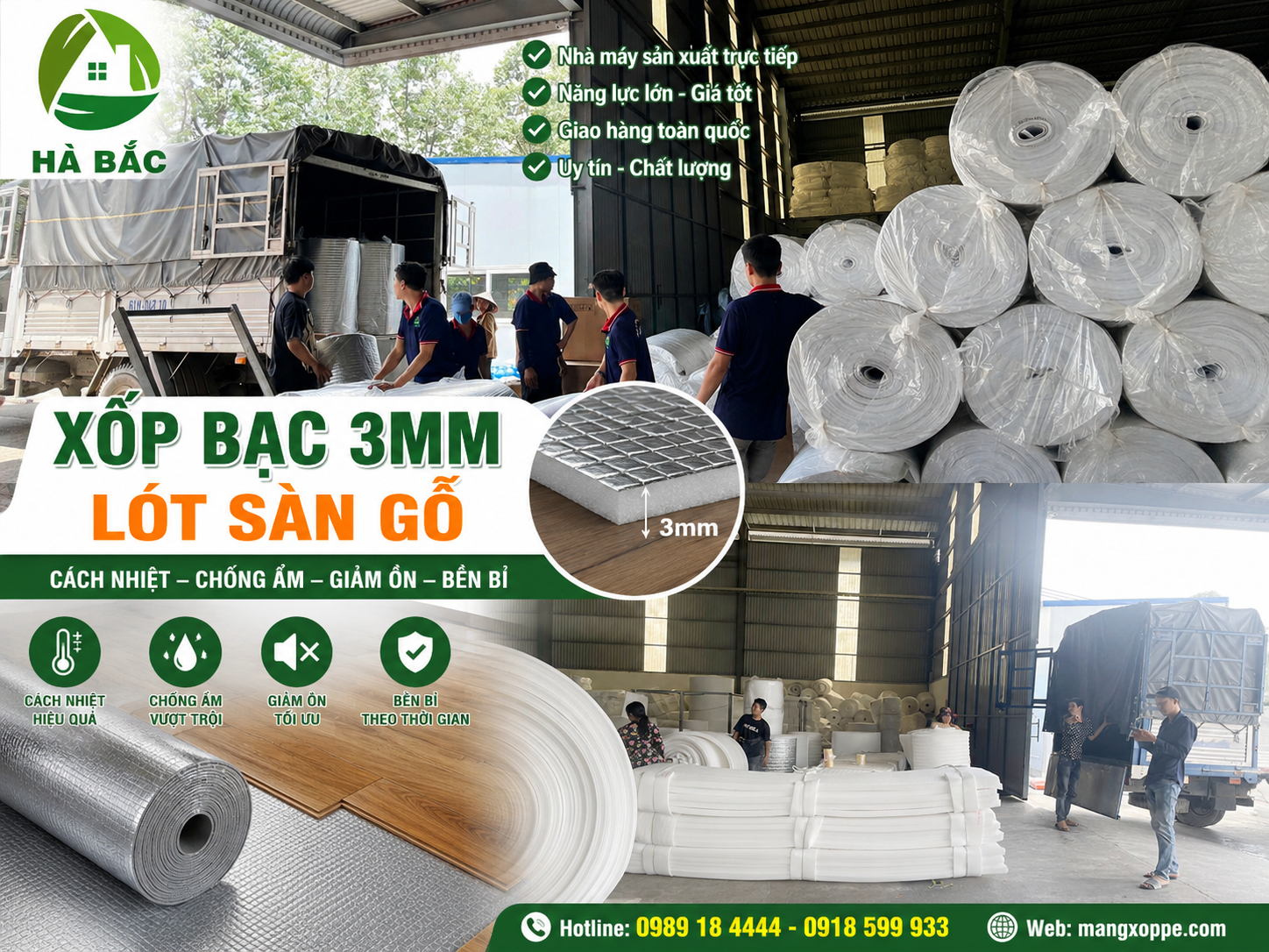 Màng xốp bạc cách nhiệt 2mm Màng xốp bạc cách nhiệt 2mm